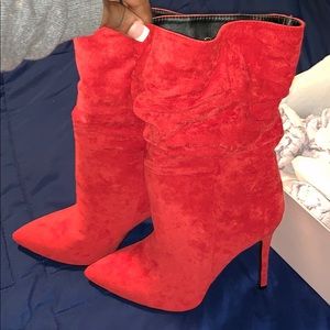 Red brand new slouch boots